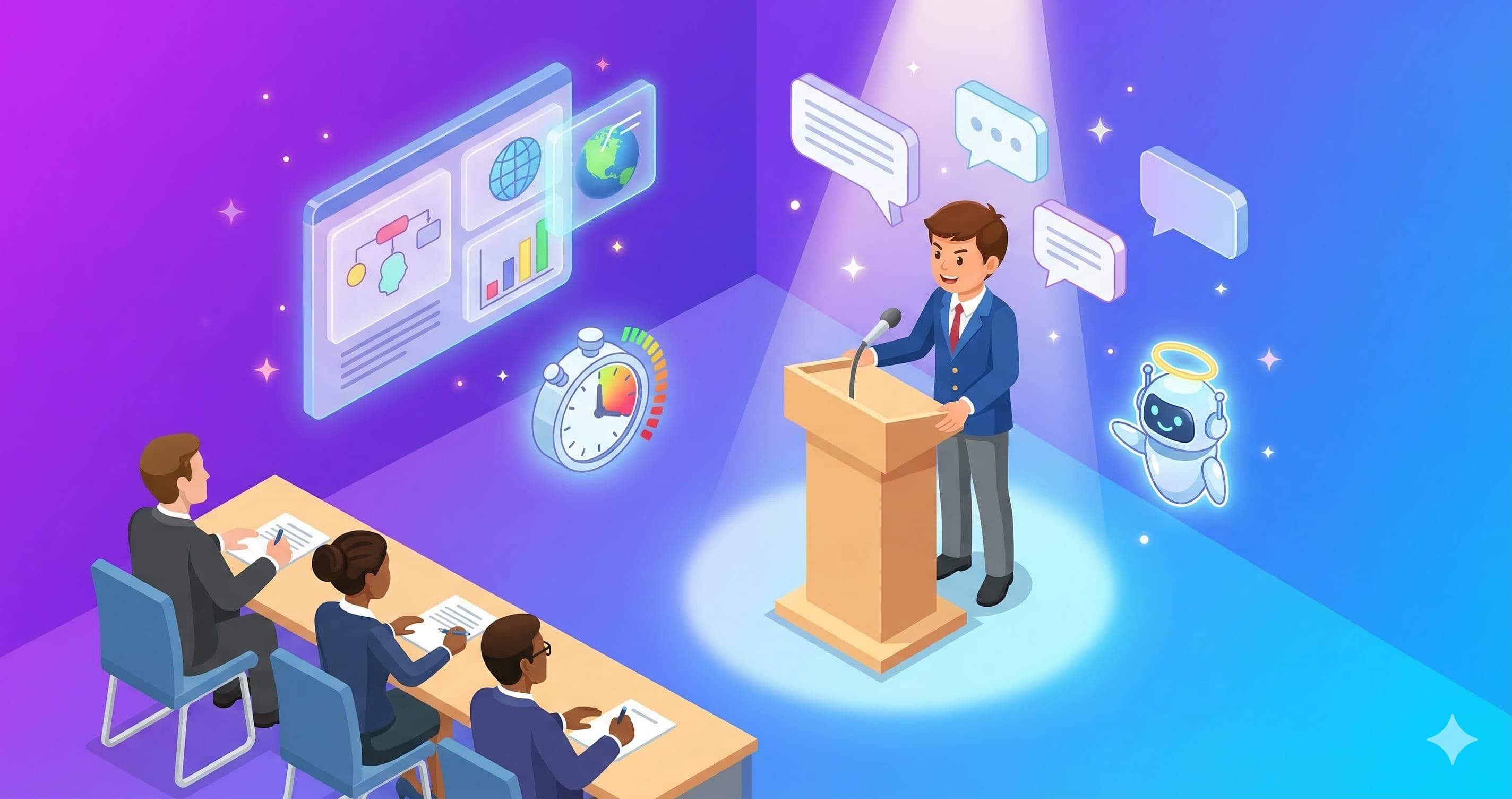 Étudiant préparant un oral d'examen avec l'aide de l'IA