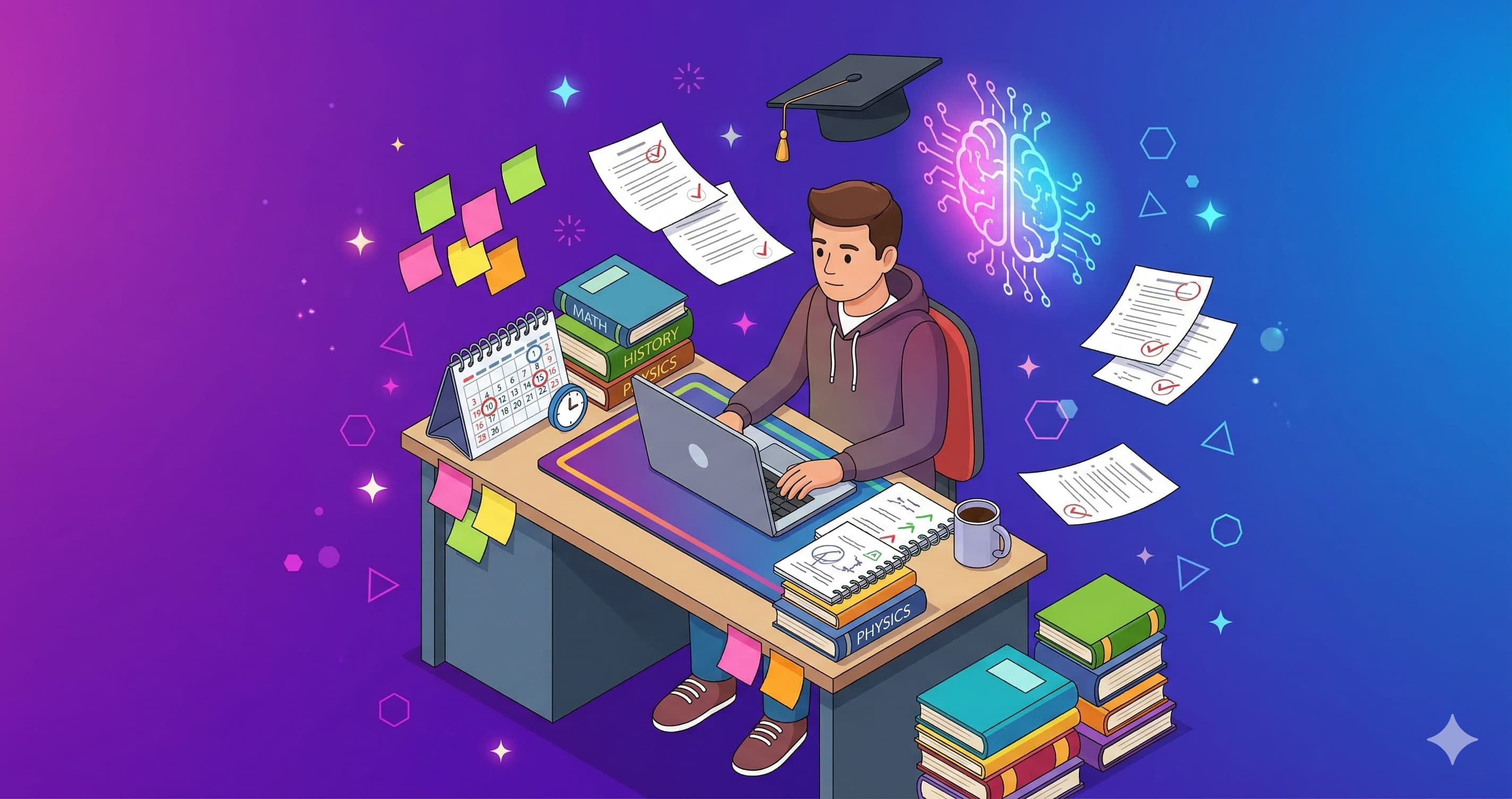 Étudiant révisant pour ses partiels avec des outils IA