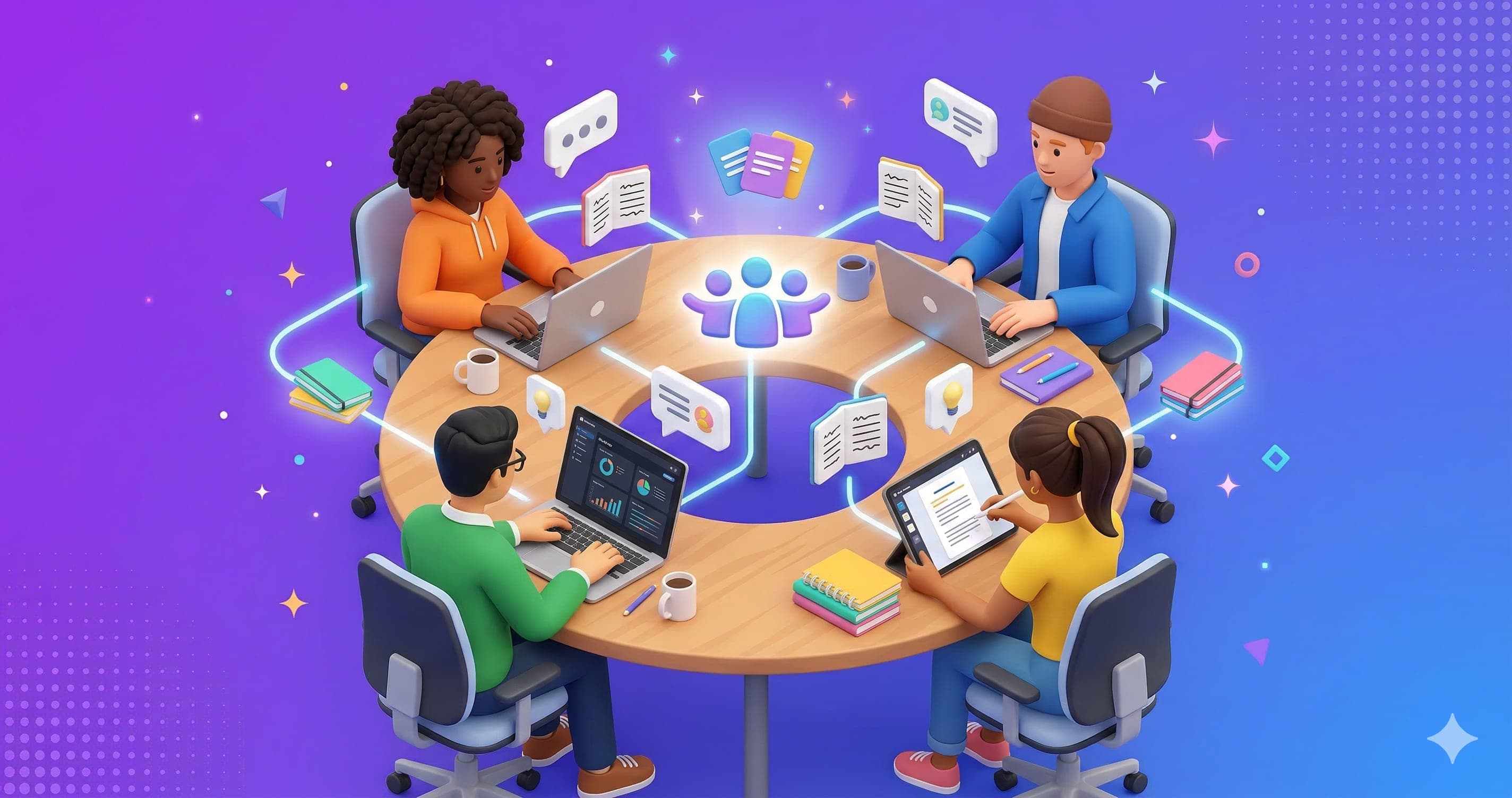 Groupe d'étudiants révisant ensemble en ligne